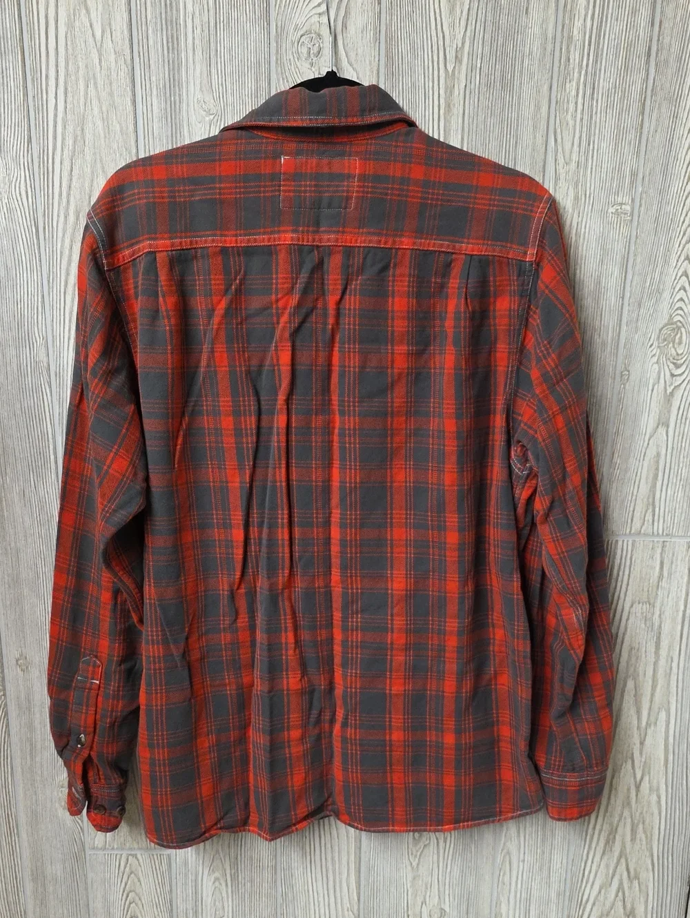 The North Face Red and Grey Plaid Flannel Button Up Shirt Mens Size Large